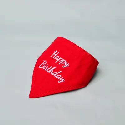 IndieGood Celebrations Cotton Canvas Happy Birthday Bandana Red