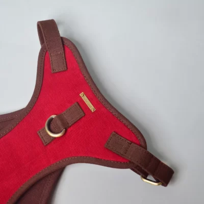 IndieGood Corduroy Cotton and Canvas C Harness for Dog - Bright Pink