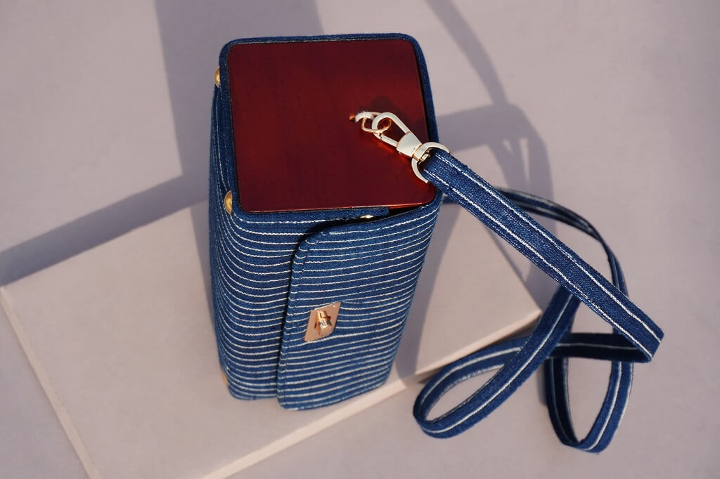 The Blue Stripe Square Shoulder Bag