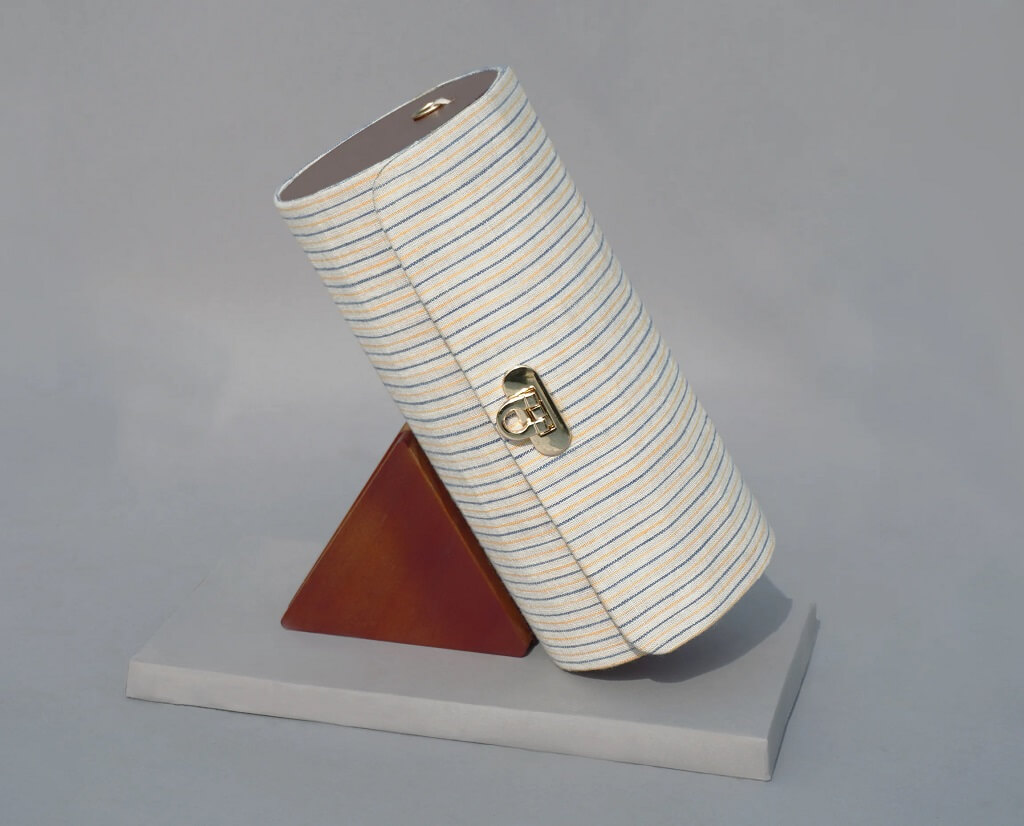 The Blue-Yellow Stripe Shoulder Cylindrical Bag1