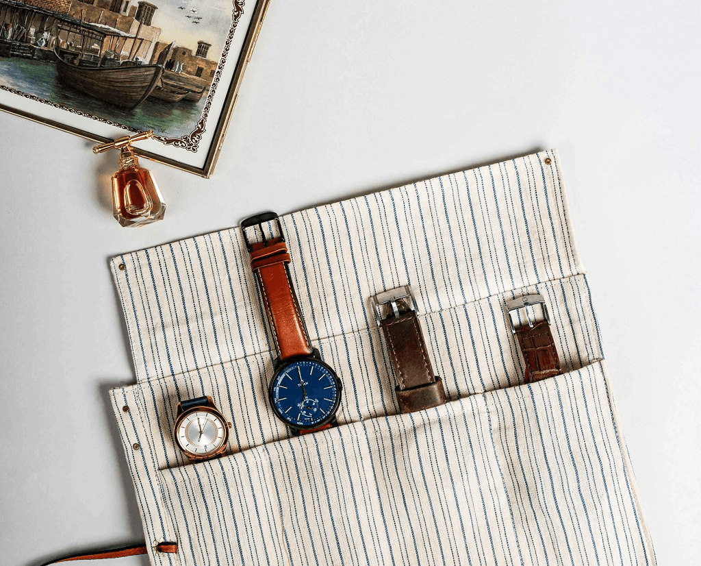 The Watch Organiser – Khadi Roll over for Travel and Storage.1