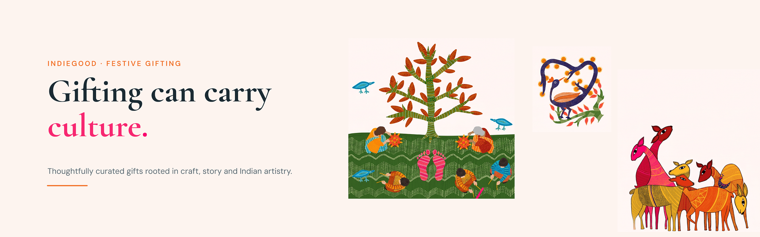 Festive gifting collection inspired by Indian art and craft traditions, featuring traditional illustrations and cultural storytelling